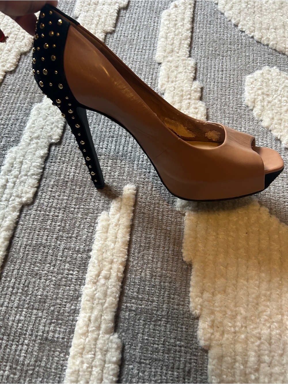 Jessica Simpson Blush Peep-Toe Studded Black Heel